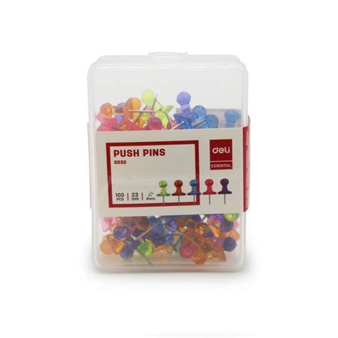 Deli Push Pins Assorted Colours Box Of 100 Rapid Office Supplies