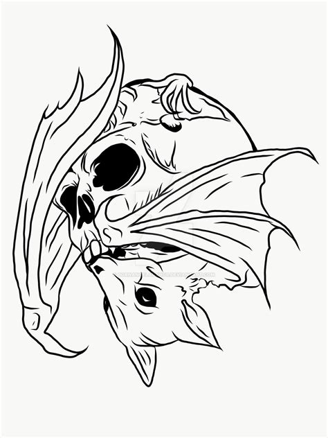 Bat With Skull Digitally Drawn Tattoo By Bornangelauthor On Deviantart