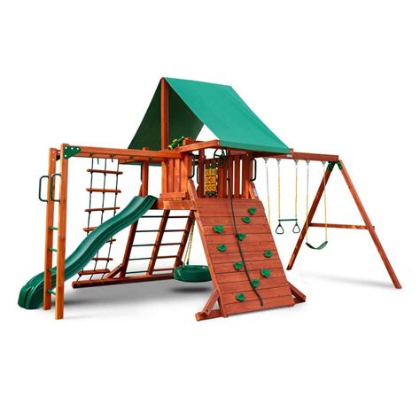 Gorilla Playsets Sun Valley Ii Wooden Outdoor Playset With Tarp Roof