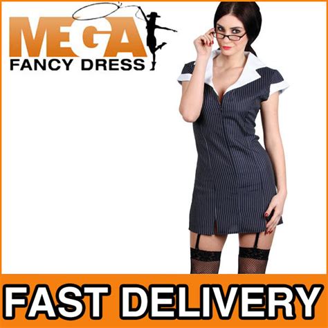 sexy secretary ladies fancy dress james bond uniform costume ebay