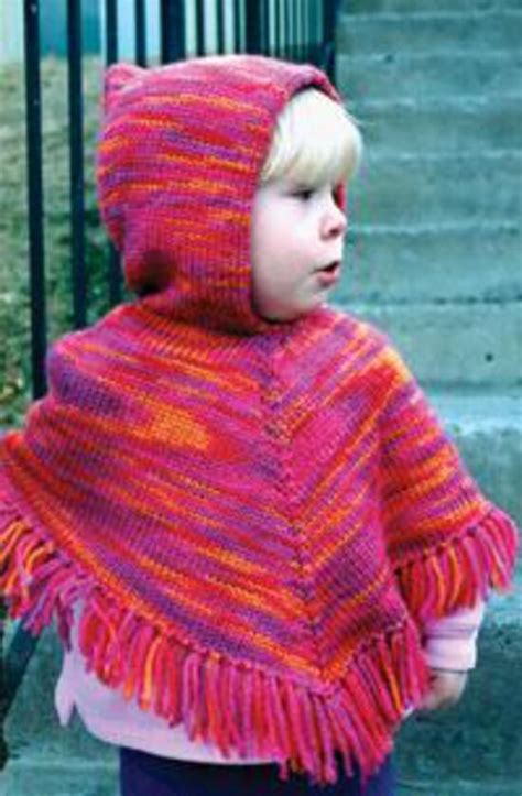 Childrens Hooded Poncho By Knitting Pure And Simple Knitting Pattern