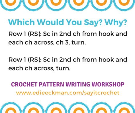Crochet Pattern Writing Workshop Real Time Online Edie Eckman