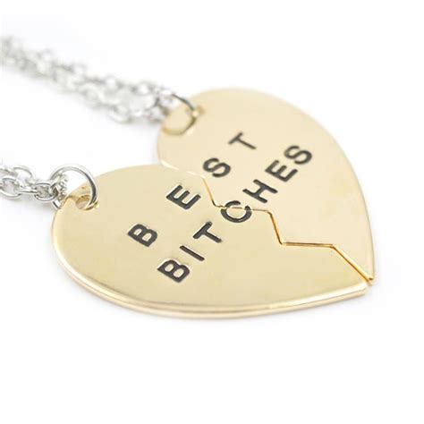 Best Bitches Engraved Heart Pendant Necklace 2 And 3 Pcs Friends