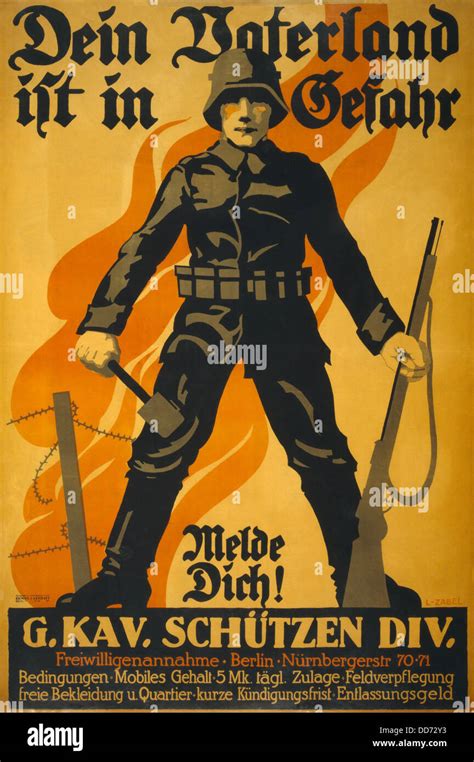 World War 1 German Recruiting Poster Depicting A German Soldier