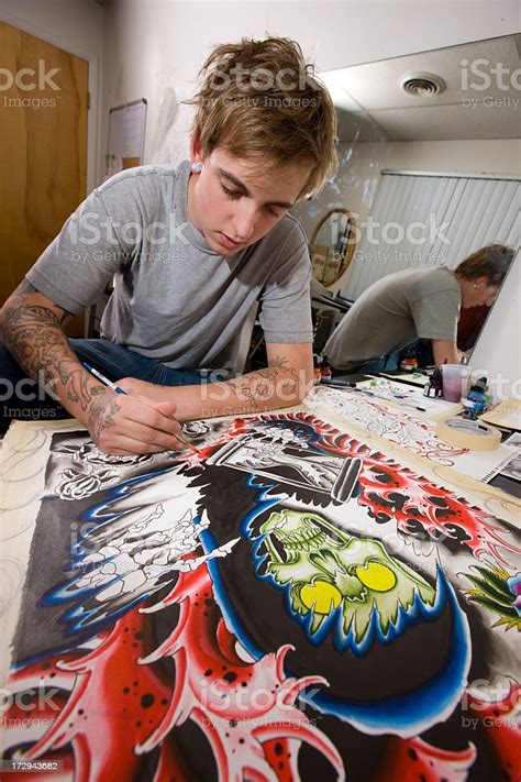 Tattoo Artist At Work Stock Photo Download Image Now Drawing