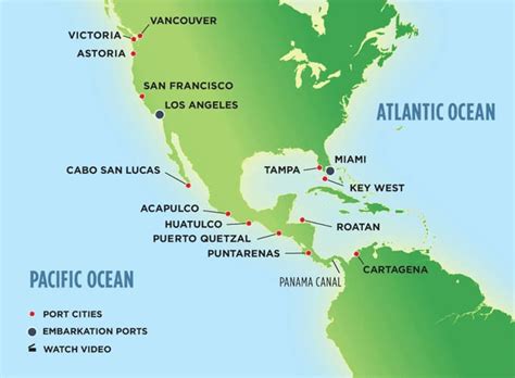 Panama Canal Cruise Map Panama Canal Port Cities And Map Of Cruise Ports