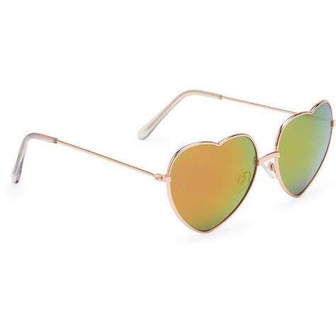 aeropostale mirrored lens heart sunglasses 9 75 liked on polyvore featuring accessories