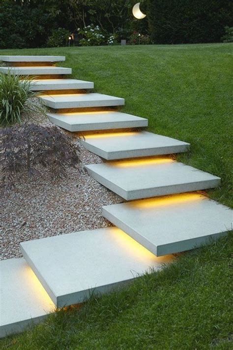Landscape lighting can be delicate and soft, or bright and visually striking. Best Diy Outdoor Stairs Design For Your Garden | Garden lighting design, Modern landscaping ...