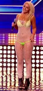 X Factor Stripper Lorna Bliss Auditions For In Lime Green Bikini And Bodystocking As She