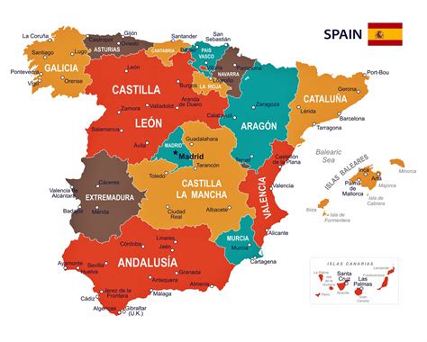 Bereits seit jahrtausenden zählt spanien zu den wichtigsten kulturellen zentren in europa. Spanien Karte der Regionen und Provinzen - OrangeSmile.com