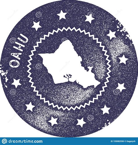 Selo Do Vintage Do Mapa De Oahu Ilustração do Vetor - Ilustração de