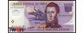banknote Chile P-160a 2,000 pesos polymer 2004 Manuel Javier Rodríguez