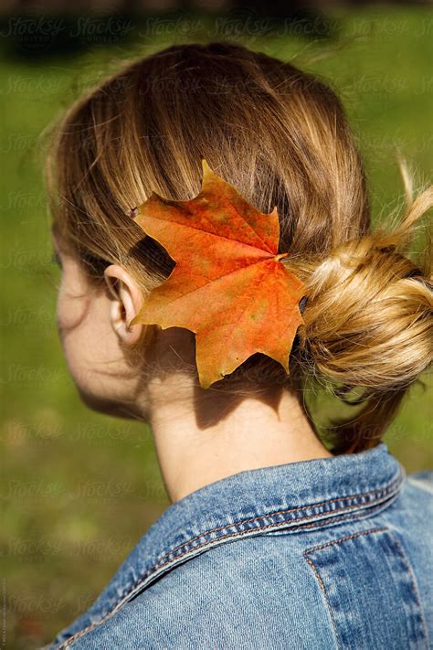 Woman With Autumn Leaf In Hair By Danil Nevsky