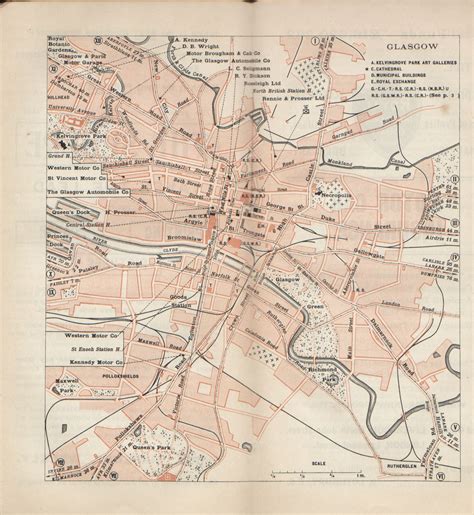 Michelin Guide Map Of Glasgow 1911 Modern Map Antique And Modern