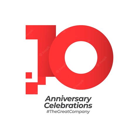 concepto de diseño de logotipo de celebraciones de aniversario de 10 años vector premium