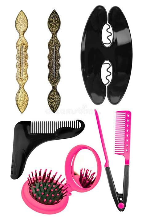 Hair Styling Accessories Set Isolated On White Background Clipping