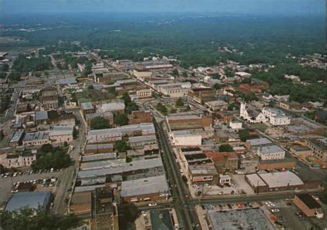 Aerial View Of Downtown Looking West Orangeburg Sc Postcard