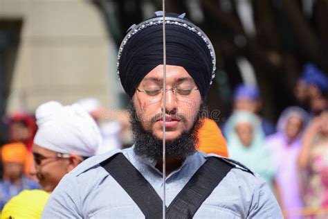 Devotee Sikh With Black Turban Recite Prayer Editorial Image Image Of