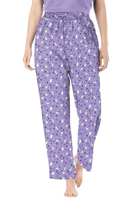 Dreams And Co Dreams And Co Womens Plus Size Cotton Poplin Pj Pant