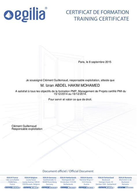 Pmp 16222 Attestation De Présence