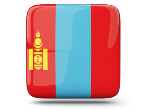Glossy Square Icon Illustration Of Flag Of Mongolia