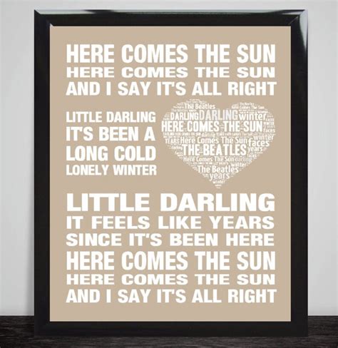 The Beatles Here Comes The Sun Music Love Song Lyrics Wall Art Etsy