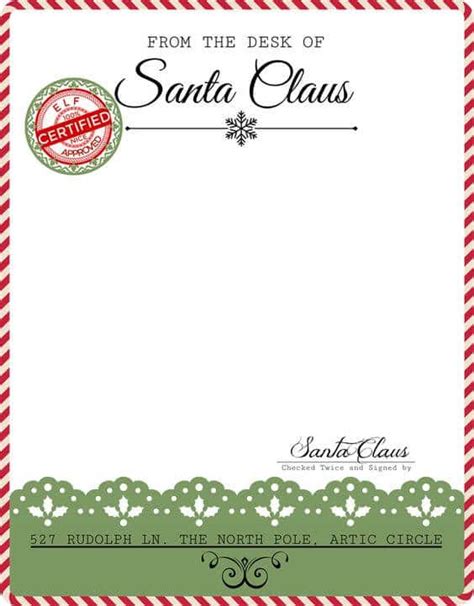 From The Desk Of Santa Claus Letterhead Free Letter From Santa
