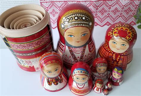 Russian Matryoshka Traditional Folk Costumes Nesting Dolls 10 Etsy