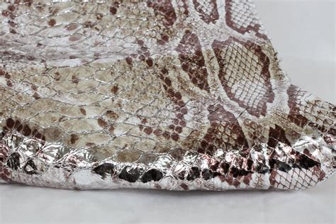 New Snakeskin Print Genuine Leather Metallic Silver And Brown Goat