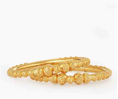 22ct Gold Jali Kada Bangles Golden Bangles For Bride Png Image