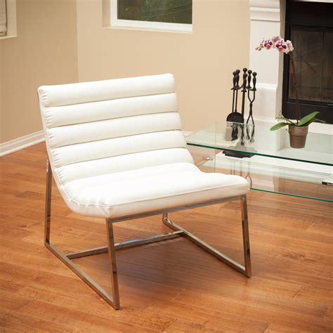 White leather dining chairs #livingroomloungechair #chairandahalf. Noble House Patrick Modern Faux Leather Accent Chair ...