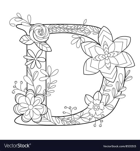 Try all worksheets in one app. Letter D coloring book for adults Royalty Free Vector Image