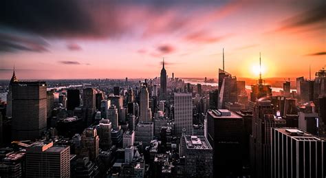 Pemandangan Kota New York Yang Menakjubkan Gedung Pencakar Langit Abu