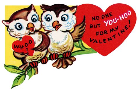 Valentine Owls On A Branch ~ Free Vintage Clip Art Old Design Shop Blog Vintage Valentines