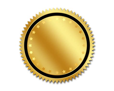 A Gold Medal With Stars Around It On A White Background Stock Photo