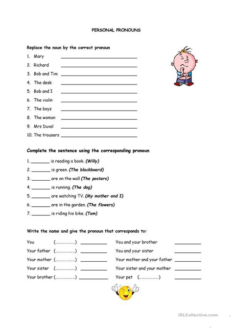 I, you, he, she, it, we, they, them, us, him, her, hi. Personal Pronouns - English ESL Worksheets for distance ...