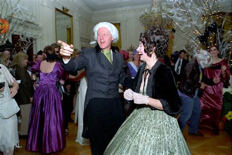 President And First Lady Clinton In Costume At A Halloween Party White House Historical