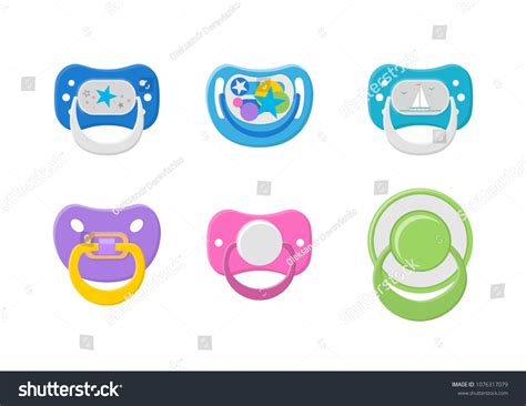 Vector Illustration Set Childrens Pacifiers Stock Vector Royalty Free