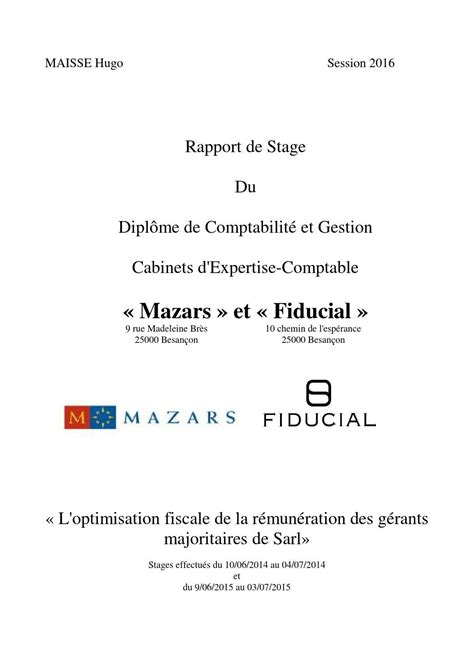 Exemple De Rapport De Stage En Comptabilité Le Meilleur Exemple