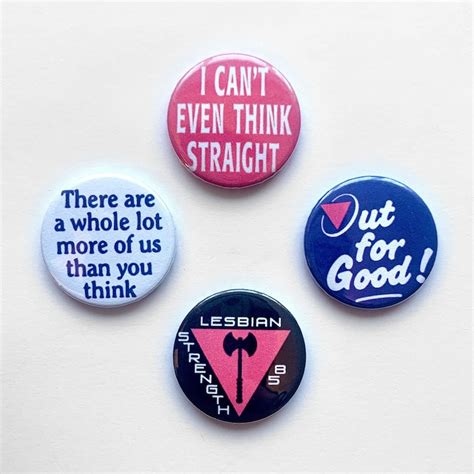 4 Lesbian Button Badges Lgbtq Gay Pride Pin Set Vintage Remake Etsy