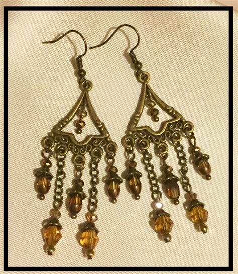 Bronzed Chandelier Earrings With Topaz Crystals Diyearrings