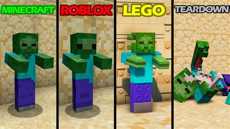 Minecraft Vs Lego Vs Roblox Vs Teardown Youtube