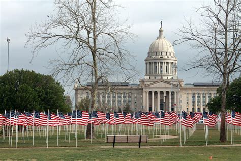Flags For Children In Front Of The Capital Building In Oklahoma City