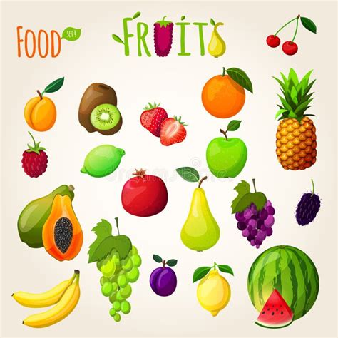 Fresh Fruits Labels Stock Vector Illustration Of Fruits 40066141