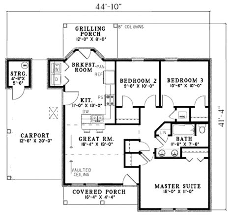 Traditional Style House Plan 3 Beds 1 Baths 1021 Sqft Plan 17 2288