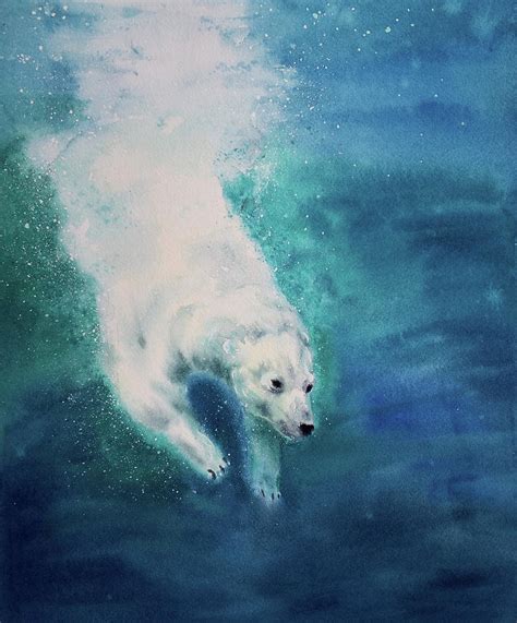 The Polar Bear Dive Painting By Olga Belyaeva