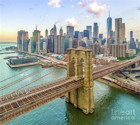 Brooklyn Bridge And Lower Manhattan At Sunrise Photograph By Petr Hejl