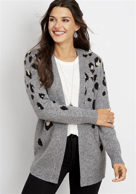 Maurices Leopard Print Open Front Cardigan Open Front Cardigan Cardigan Leopard Print