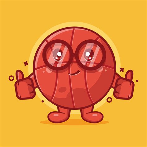 Cute Basketball Ball Character With Thumb Up Hand Gesture Isolated