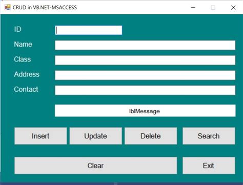 Create Read Update Delete Crud In Vb Net Ms Access Youtube Riset